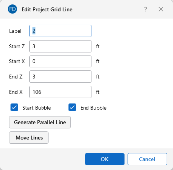 Edit Project Grid Line window